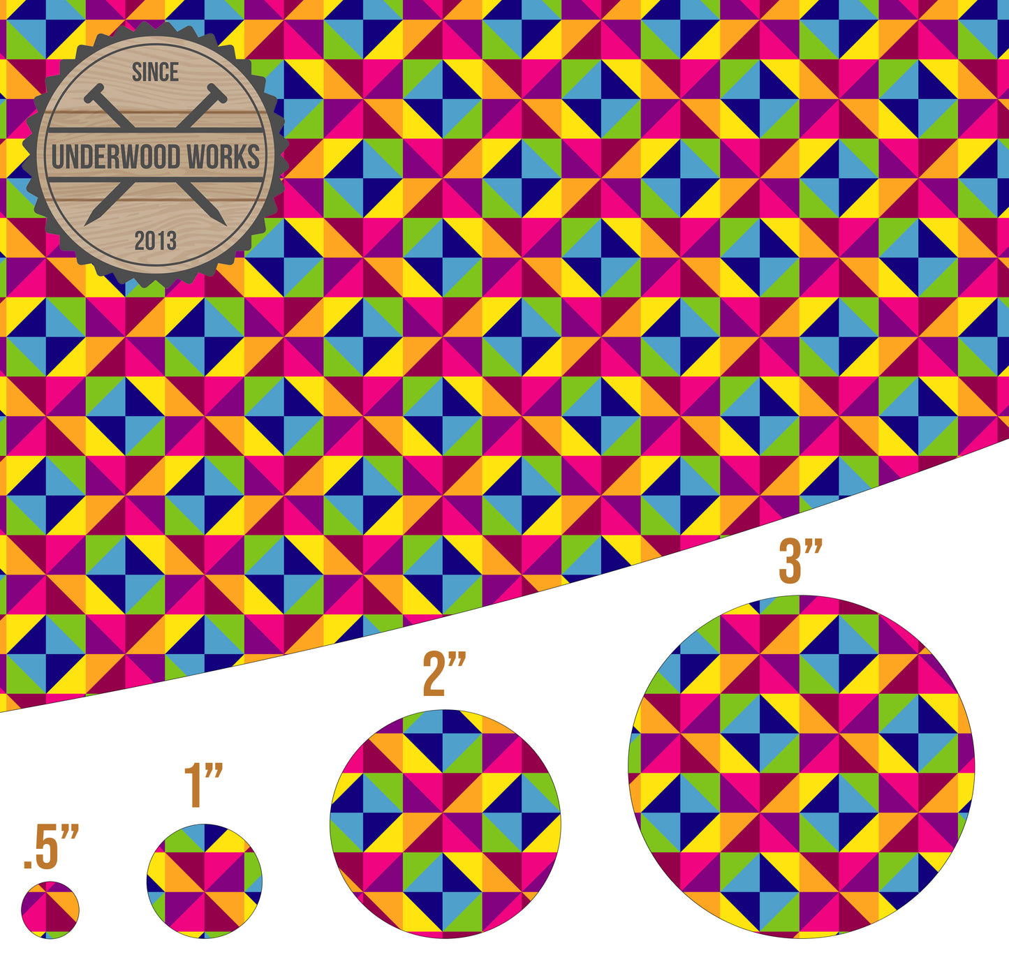 Geometric Squares & Triangles - UV Printed Pattern