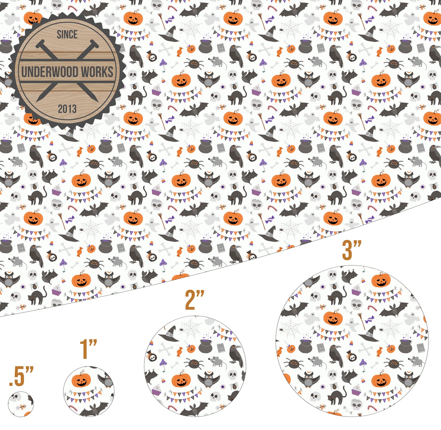 Halloween Pumpkins, Bats, Hats - UV Printed Pattern