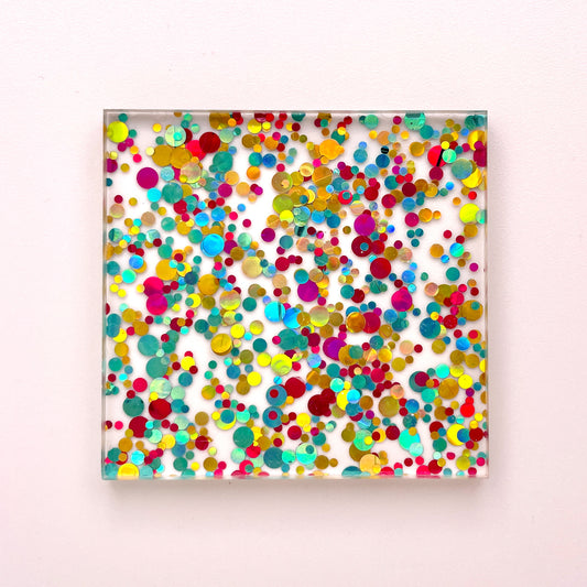 Glitter Circles - Teal/Yellow/Pink