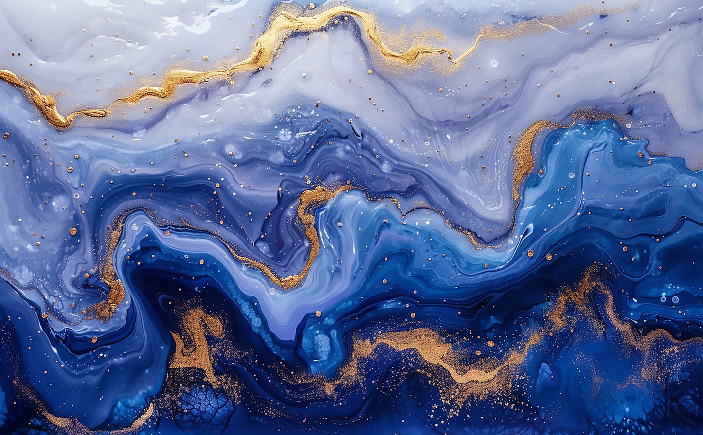 Blue & Gold Marble - UV Printed Pattern