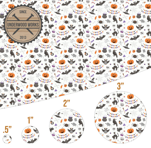 Halloween Pumpkins, Bats, Hats - UV Printed Pattern