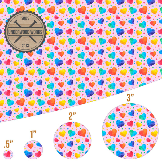 Hearts - Rainbow Watercolor - UV Printed Pattern